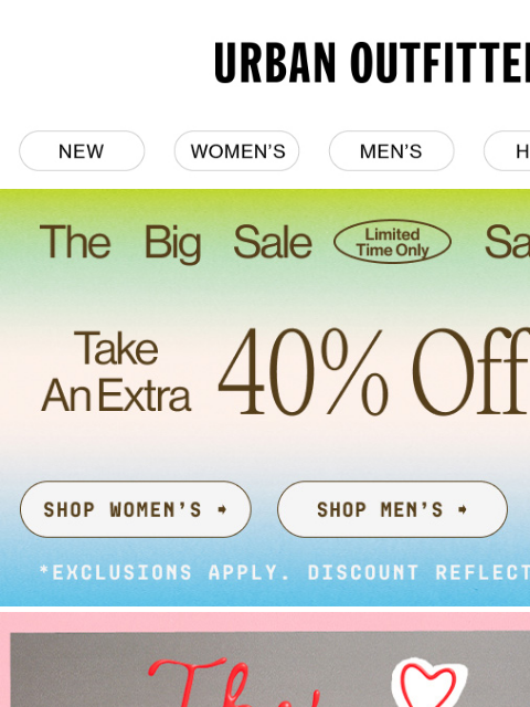 urbanoutfitters newsletter: The Valentine’s Day Shop is open 💌 Xoxo, UO