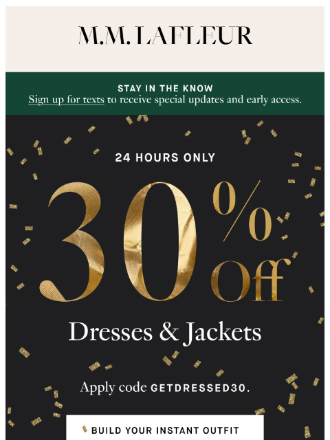 mmlafleur newsletter: 30% OFF: Dresses & Jackets