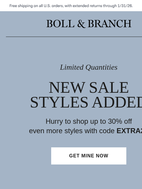 bollandbranch newsletter: All-new sale styles added
