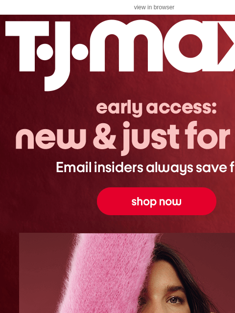 tjmaxx newsletter: Early access & new? Love that for you.
