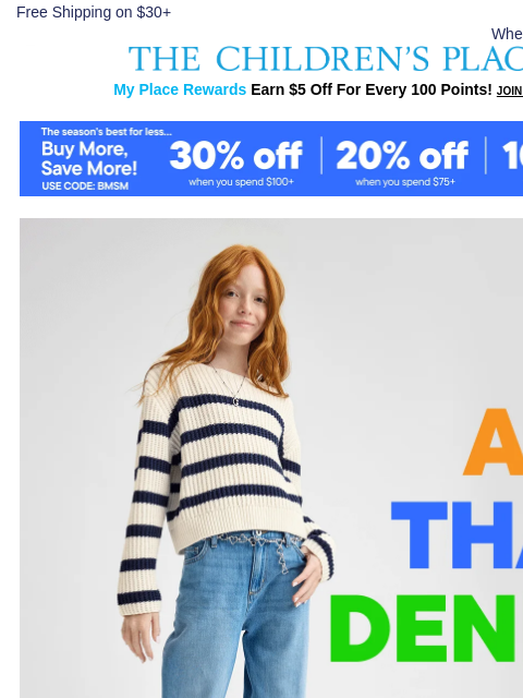 childrensplace newsletter: #Trending Jeans You Need Now: $14.99+ 💙