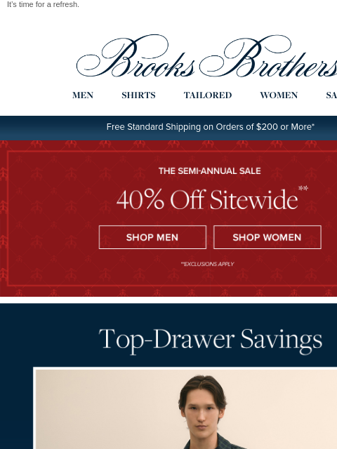 brooksbrothers newsletter: 40% off your socks, tees and underwear
