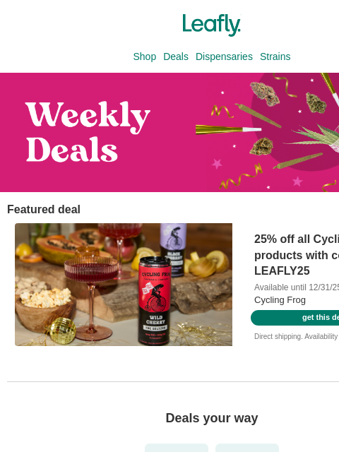 leafly newsletter: Weekly weed deals inside 🥂