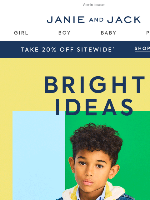 janieandjack newsletter: ☀️ Bright this way: new arrivals + 20% off ☀️