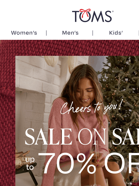 toms newsletter: Incomparable Alpargatas — Up to 70% Off