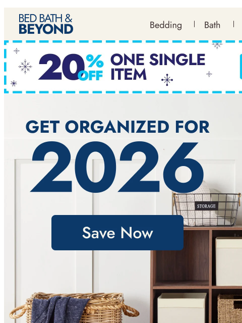 bedbathandbeyond newsletter: New year, newly organized home ✨