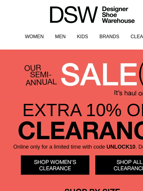 dsw newsletter: Oooh, EXTRA 10% off clearance online