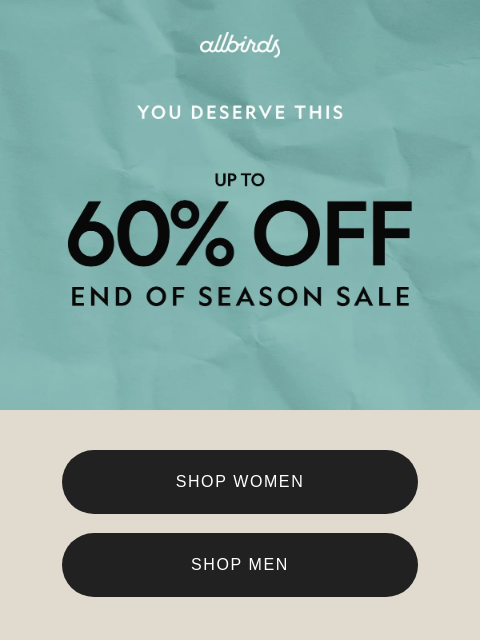 allbirds newsletter: It’s End Of Season Sale Week 