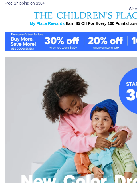 childrensplace newsletter: NEW! Active in Your Fave Colors: 🩷🧡💚