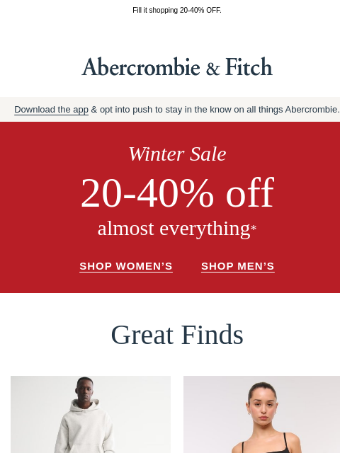 abercrombie newsletter: That in-between-holiday downtime.