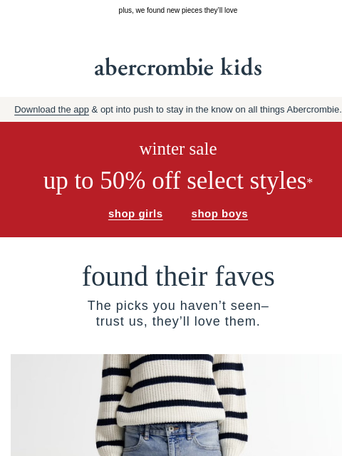 abercrombie newsletter: up to 50% OFF for after-break looks