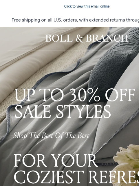 bollandbranch newsletter: Up to 30% OFF sale // Refresh with the best