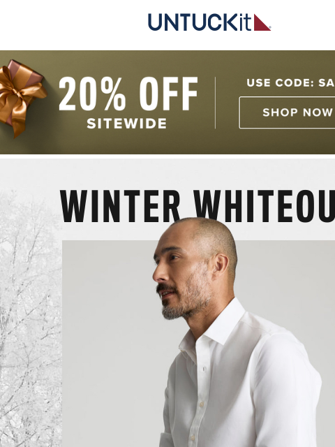 untuckit newsletter: Winter Whiteout ❄️ Our Top White Shirts