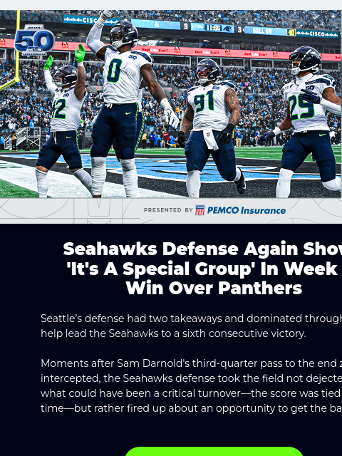 seahawksemail newsletter: Seahawks Defense Leads the Team to a Sixth Consecu...