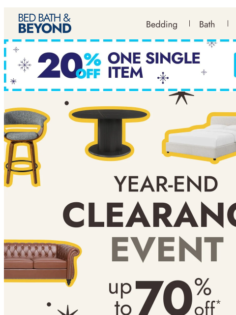 bedbathandbeyond newsletter: Furniture deals up to 70% off 🛋️