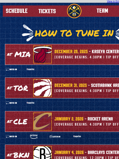 thedenvernuggets newsletter: Tune In as the Nuggets Take On the Heat, Raptors, ...