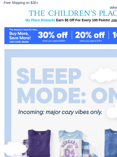childrensplace newsletter: Bedtime *Officially* Upgraded: PJs up to 60% OFF �...