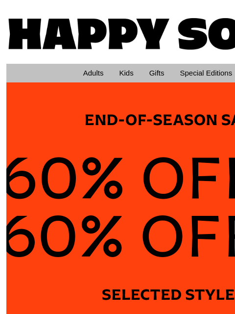 happysocks newsletter: Bigger Sale—60% Off Selected Styles!