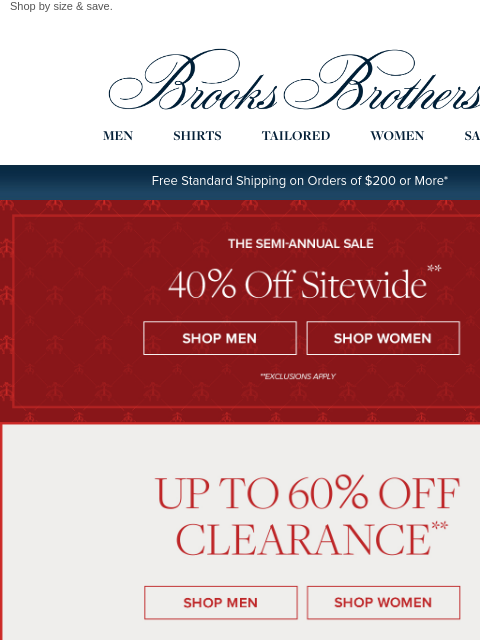 brooksbrothers newsletter: Clearance in your perfect fit: up to 60% off + 40%...