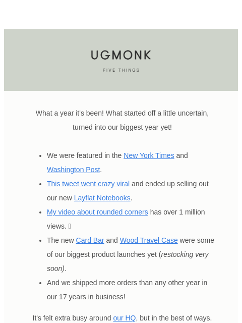 ugmonk newsletter: 5 things I'm digging – December edition