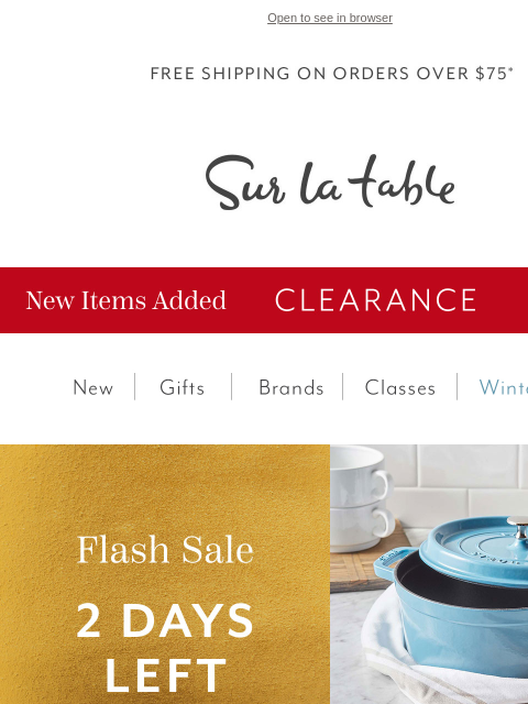 surlatable newsletter: Only 2 Days Left: Flash Sale, Up to 70% OFF!