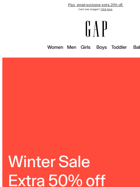 gap newsletter: Make room: up to 70% off so many styles right now