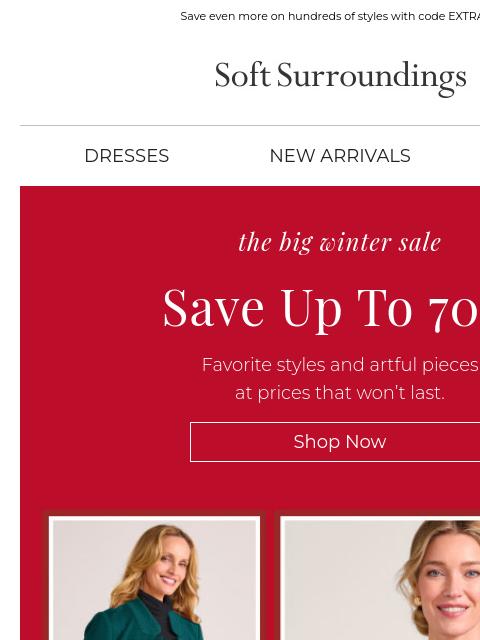 softsurroundings newsletter: Up to 70% Off Sale + Extra 25% Off