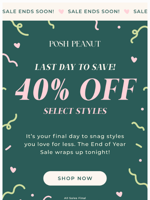 poshpeanut newsletter: 🪩✨ End of Year Sale Ends Tonight!