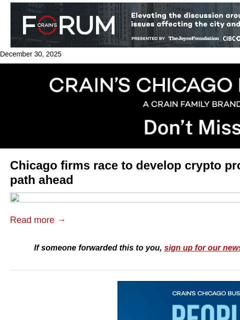 crainalerts newsletter: What's next for Chicago crypto firms