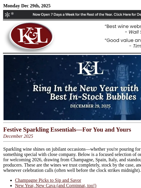klwines newsletter: K&L Newsletter: Sparkling Essentials