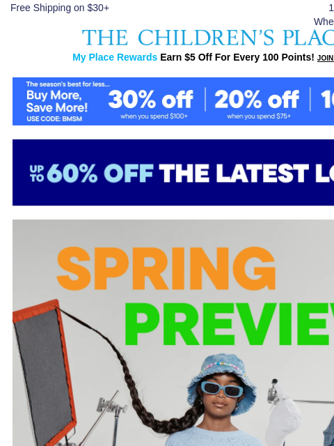 childrensplace newsletter: Your *Official* Spring Preview (Up to 60% OFF) 🎬 