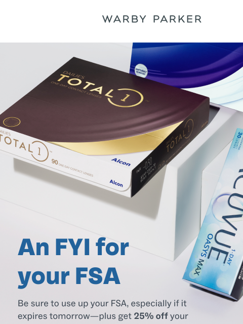 warbyparker newsletter: Your FSA may expire tomorrow