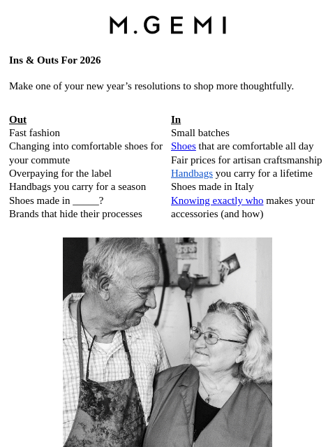 mgemi newsletter: M.Gemi’s Ins & Outs For 2026