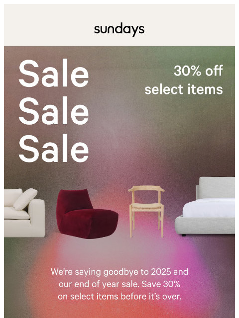 sundays-company newsletter: Final Call for 30% Off