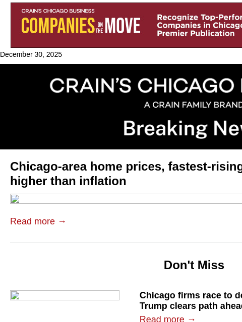 crainalerts newsletter: Chicago home prices outpace inflation