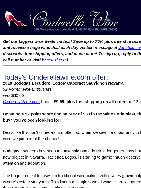 winelibrary newsletter: 2018 Bodegas Escudero 'Logos' Cabernet Sauvignon N...