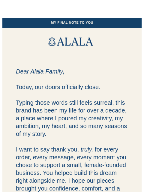 alalastyle newsletter: Farewell Alala Family ❤️ It’s Been a Joy