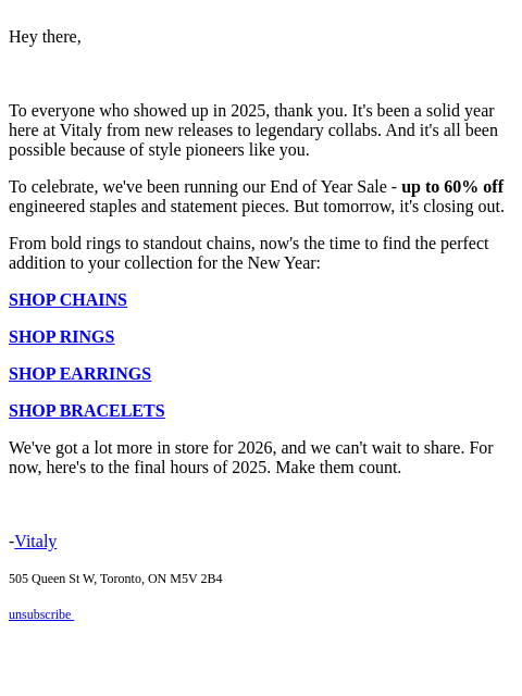 vitalydesign newsletter: Thank You! Enjoy Up to 60% Off.