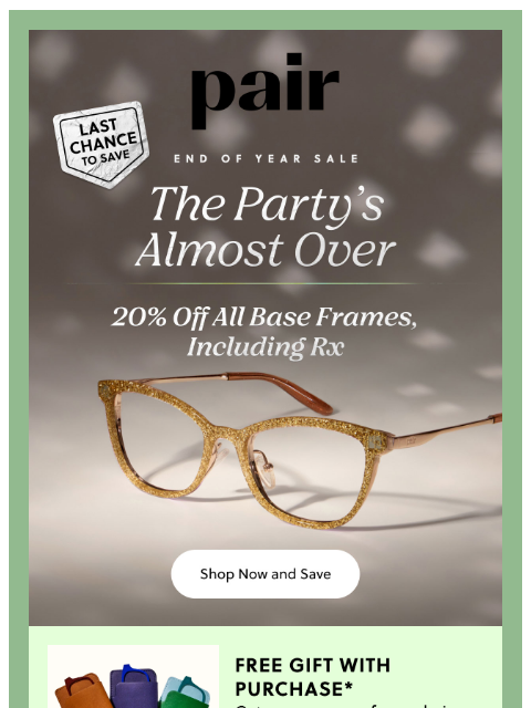 paireyewear newsletter: ❗⏰LAST DAY For 20% Off Base Frames⏰❗