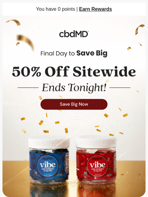 cbdmd newsletter: Say Goodbye to the Year with 50% Off