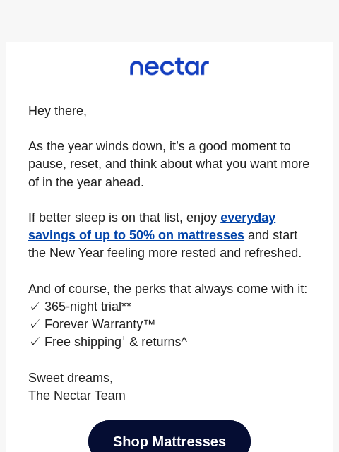 nectarsleep newsletter: 🎉 Ring in the New Year with better sleep
